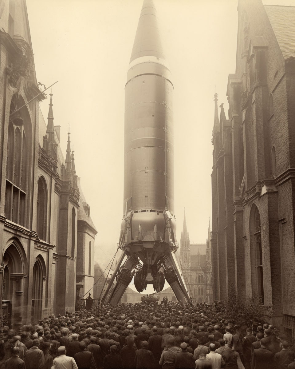 Space rocket of the “Project Firestar”, Munich, 1890 | Cohete espacial del “Proyecto Estrella de Fuego”, Munich, 1890