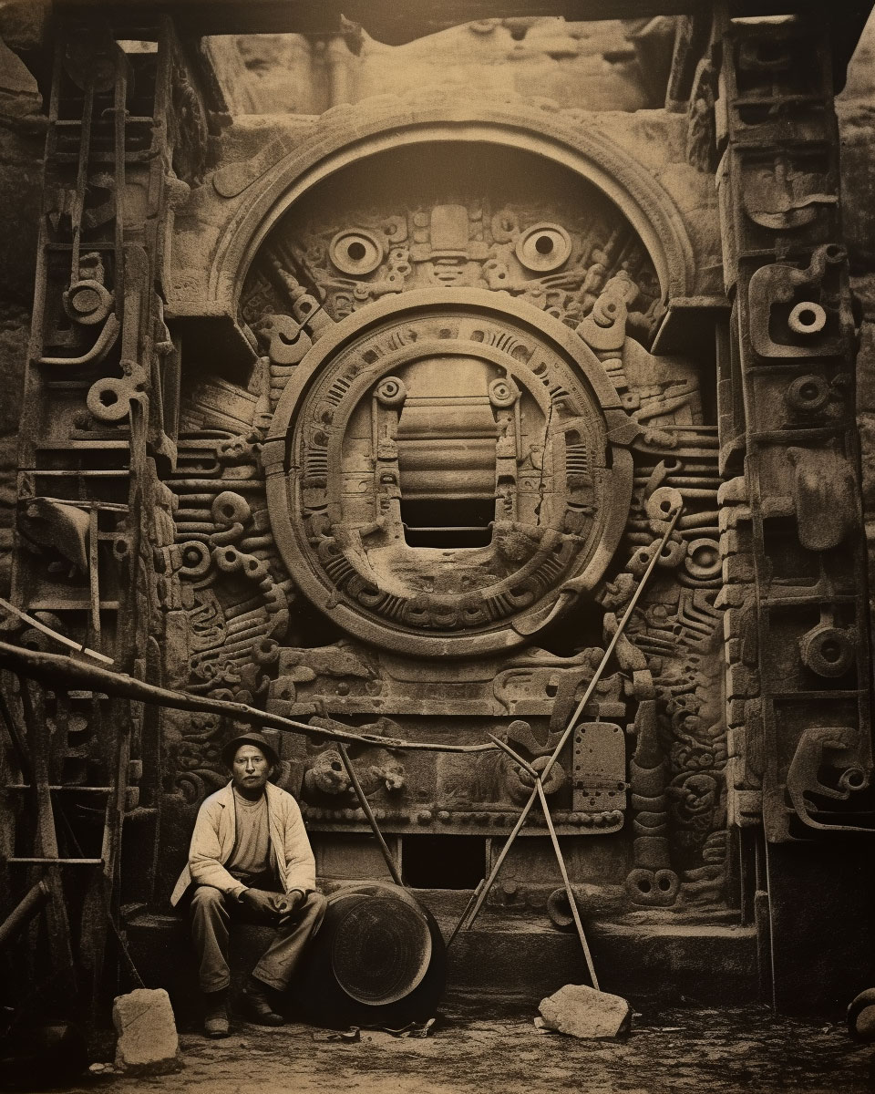 Ancient geothermal energy turbine in a Mesoamerican cenote, 1892 | Antigua turbina de energía geotérmica en un cenote mesoamericano, 1892