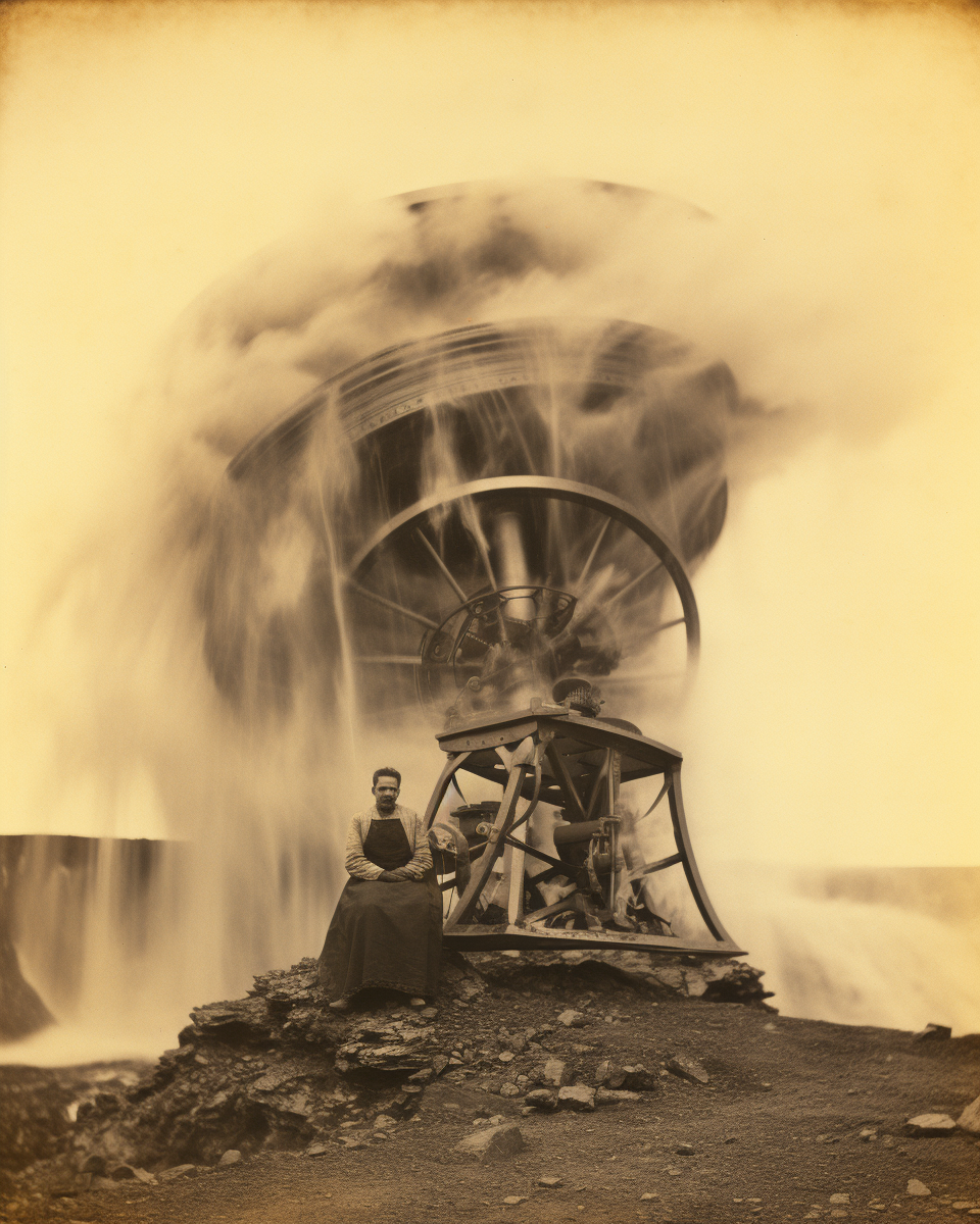 Preliminary testing of a tornado catcher machine, Iceland, 1883 | Pruebas preliminares de una máquina de capturadora de tornados